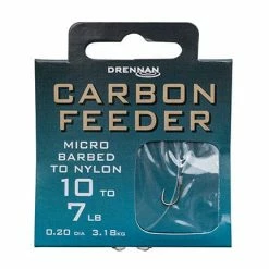 Drennan Carbon Feeder Micro Barbed Hooks To Nylon Match & Coarse