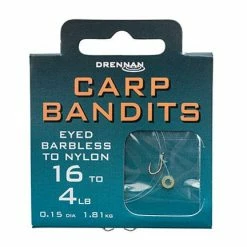 Drennan Carp Bandits Barbless Hooks To Nylon