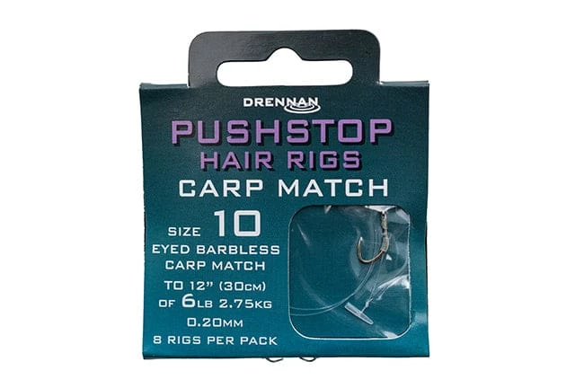 Brand new β Drennan Carp Match Pushstop Eyed Barbless Hair Rigs π 1 Drennan Carp Match Pushstop Eyed Barbless Hair Rigs