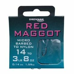 Match & Coarse Drennan Red Maggot Micro Barbed Hooks To Nylon