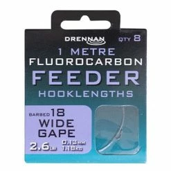 Drennan Wide Gape Fluorocarbon Feeder Micro Barbed Rig 1m Match & Coarse