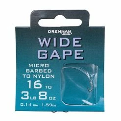 Match & Coarse Drennan Wide Gape Micro Barbed Hooks To Nylon