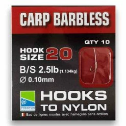 Preston Barbless Carp Hooks To Nylon