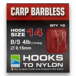 Preston Barbless Carp Hooks To Nylon
