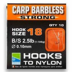 Preston Barbless Carp Strong Hooks To Nylon Match & Coarse