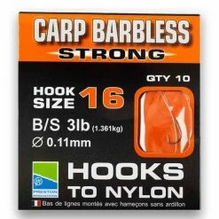 Preston Barbless Carp Strong Hooks To Nylon Match & Coarse