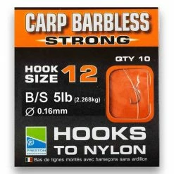 Preston Barbless Carp Strong Hooks To Nylon Match & Coarse