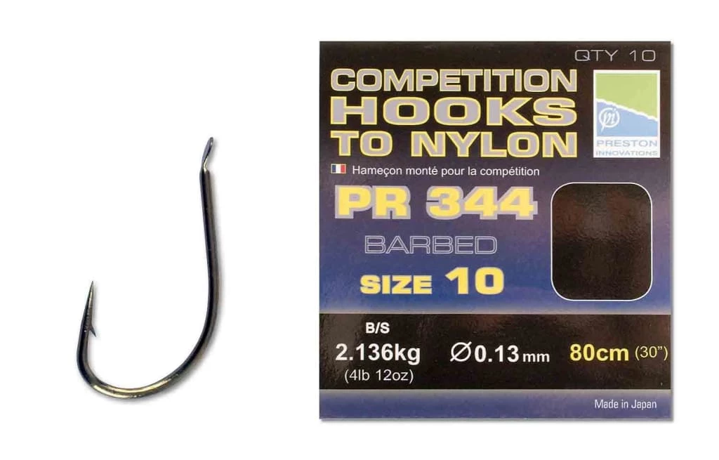 Outlet ๐ฅฐ Preston PR344 Competition Hooks To Nylon Match & Coarse ๐ฅ 1 Preston PR344 Competition Hooks To Nylon Match & Coarse