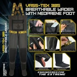 Match & Coarse Vass-Tex 305 5L Tough Breathable Chest Wader With Neoprene Stocking Foot